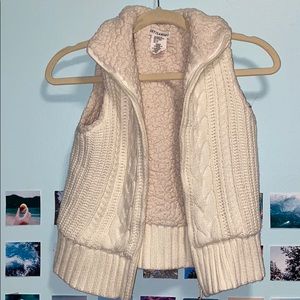 White Vintage Knitted Sherpa Vest